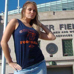 New Ladies Chicago My Home Navy Blue 100% Cotton Bears Football Tank Top Large L